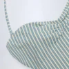 Bañador halter con aberturas Biarritz en rayas dobles verde azulado