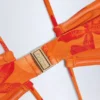 Bañador halter con aberturas Maranta en estampado de orquídeas naranjas