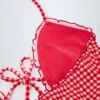Bañador halter con volantes y aberturas Montjoi en cuadros rojos