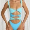 Bañador tanga con aberturas Elirae en azul multicolor