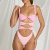 Bañador tanga con aberturas Elirae en rosa multicolor