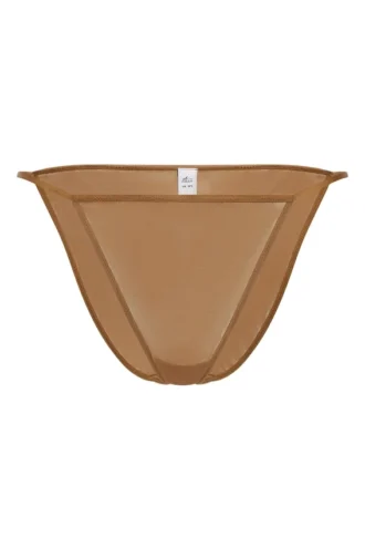 Bikini de tanga de malla suave Intimates en color almendra