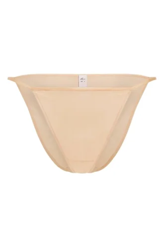 Bikini de tanga de malla suave Intimates en color beige