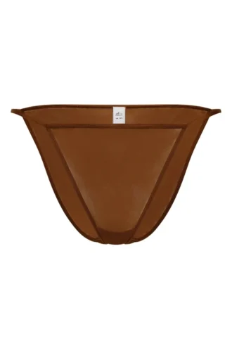 Bikini de tiras de malla suave Intimates en color castaño