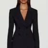 Blazer estructurado de doble botonadura Marika en negro