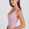 Bodis de jersey de algodón elástico con espalda cruzada en capas en color malva