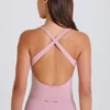 Bodis de jersey de algodón elástico con espalda cruzada en capas en color malva