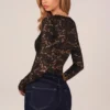 Bodis de manga larga con encaje Letizia en negro
