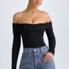 Bodis fruncidos con hombros descubiertos Ceyln Modal en negro