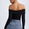 Bodis fruncidos con hombros descubiertos Ceyln Modal en negro