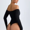 Bodis fruncidos con hombros descubiertos Ceyln Modal en negro