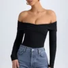 Bodis fruncidos con hombros descubiertos Ceyln Modal en negro