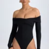 Bodis fruncidos con hombros descubiertos Ceyln Modal en negro