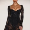 Bodis tipo corsé con adornos transparentes Jovie en negro