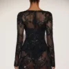 Bodis tipo corsé con adornos transparentes Jovie en negro