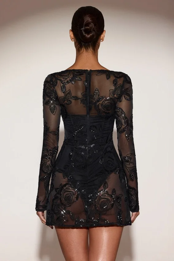 Bodis tipo corsé con adornos transparentes Jovie en negro