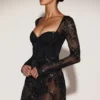Bodis tipo corsé con adornos transparentes Jovie en negro