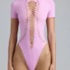 Body con cordones Raine en rosa violeta