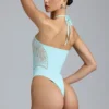 Body de verano con cuello halter y cordones en azul hielo