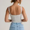Body Jolla de modal con cuello cuadrado en rayas azules y amarillas