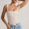 Body Jolla de modal con cuello cuadrado en rayas rosa y amarillo