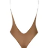 Body tanga de malla suave con tirantes invisibles de Intimates en color almendra