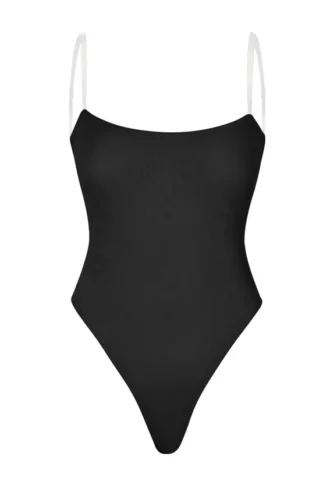 Body tanga de malla suave con tirantes invisibles de Intimates en negro