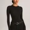 Body Ziva de modal, cuello redondo y manga larga en negro