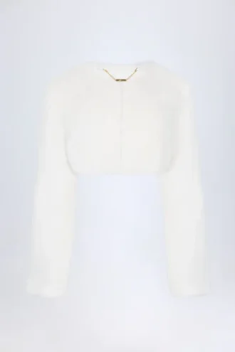Bolero corto de pelo sintético Almerinda en blanco