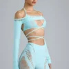 Bolero corto Pixie con adornos en azul hielo