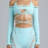 Bolero corto Pixie con adornos en azul hielo