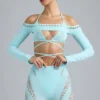Bolero corto Pixie con adornos en azul hielo