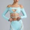 Bolero corto Pixie con adornos en azul hielo