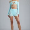 Bolero corto Pixie con adornos en azul hielo