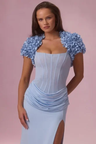 Bolero corto Soretta  en azul polvo
