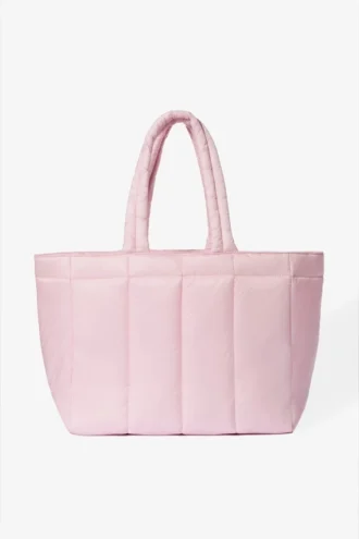 Bolso tote acolchado impermeable en rosa empolvado