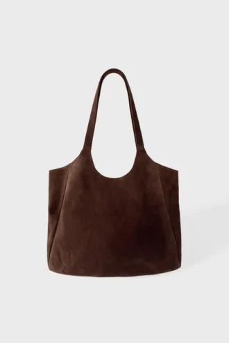 Bolso tote de ante en color espresso
