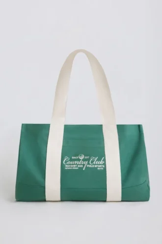 Bolso tote de lona oversize en verde