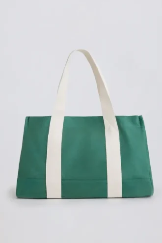 Bolso tote de lona oversize en verde