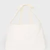 Bolso tote de pana con lazo en color marfil