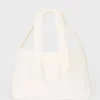 Bolso tote de pana con lazo en color marfil
