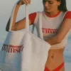 Bolso tote de rizo Velika en blanco