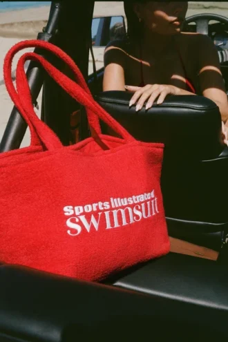 Bolso tote de rizo Velika en rojo intenso