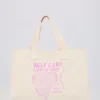 Bolso tote oversize de lona en color cáscara de huevo
