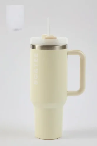Botella de agua de acero inoxidable en color crema