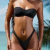 Braguitas de bikini cheeky con fruncidos y adornos Pacifico en negro