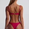 Braguitas de bikini cheeky con tirantes anchos y adornos de abalorios Maui en rosa frambuesa