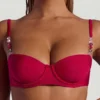 Braguitas de bikini cheeky con tirantes anchos y adornos de abalorios Maui en rosa frambuesa