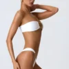 Braguitas de bikini cheeky con tirantes anchos y adornos Sunray en blanco