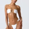 Braguitas de bikini cheeky con tirantes anchos y adornos Sunray en blanco